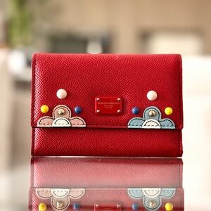 Dolce & Gabbana Red Wallet with Appliqué Details